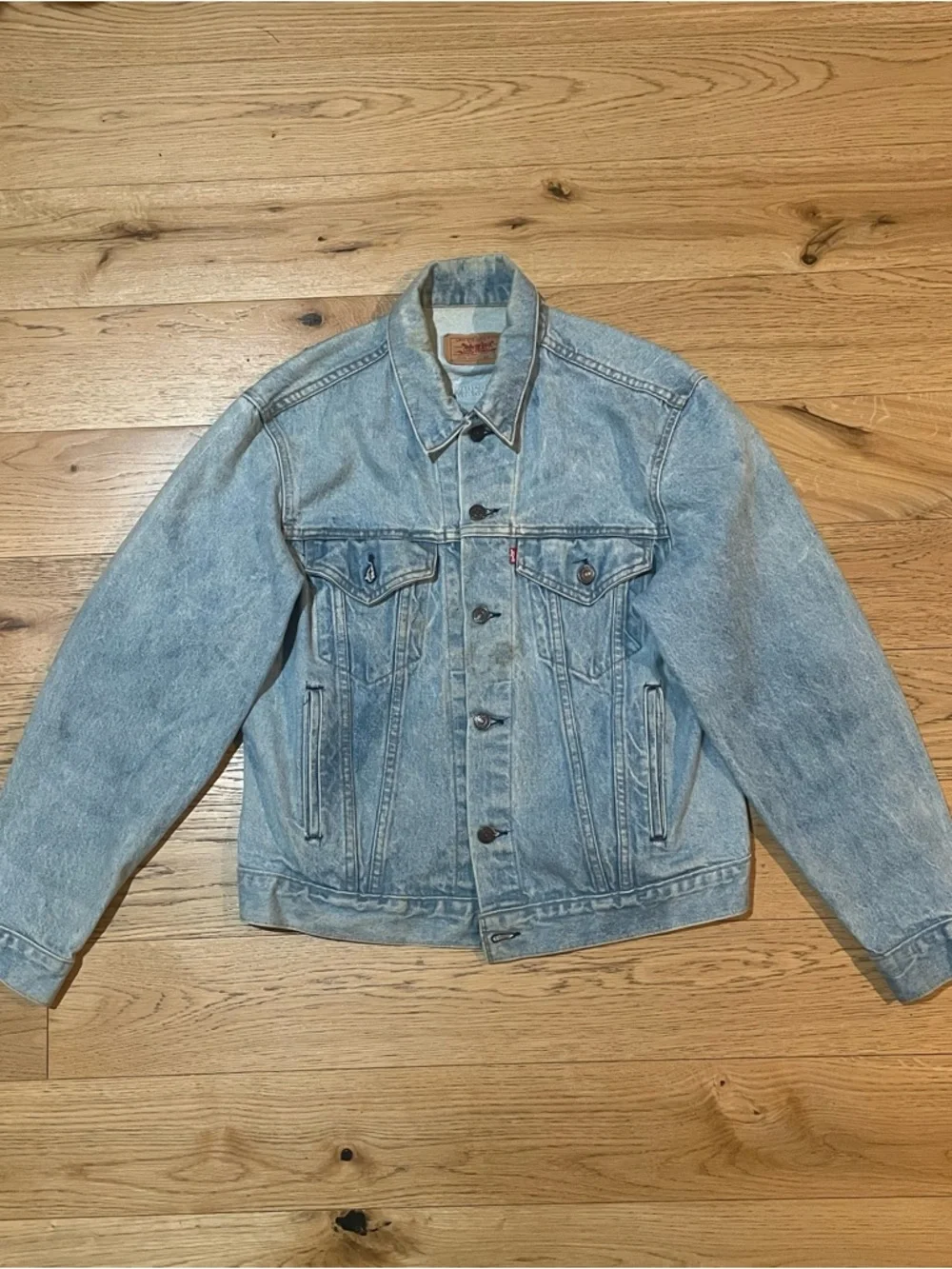 Vintage 1994 Hand-Painted Levi’s 70506 Trucker Jacket - Made in USA - Size 42 - Picture 1 of 6